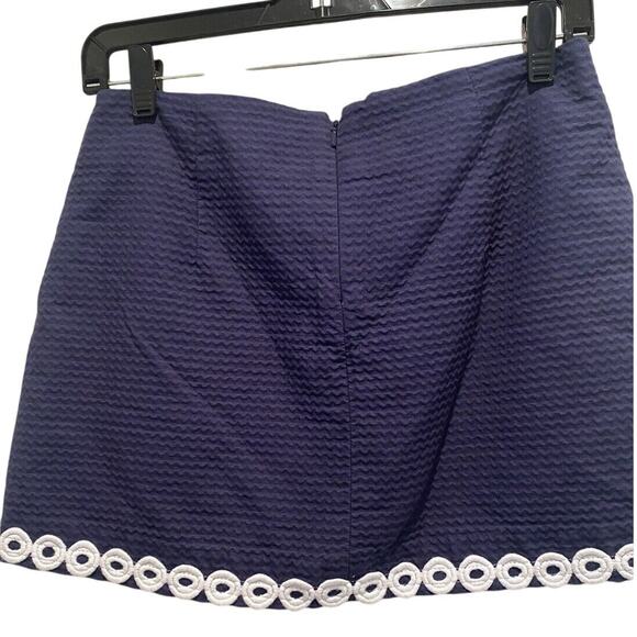 Lilly Pulitzer Skort Womens Navy Blue Lenore Lace Trim Mini Skirt Shorts - Picture 3 of 6